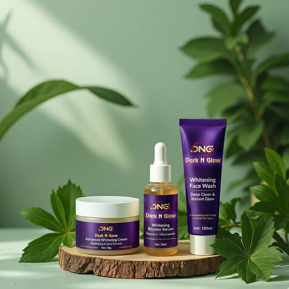 Dark N Glow Skincare Set (Whitening Cream, Booster Serum, & Face Wash)